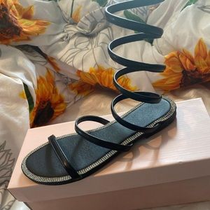 Glaze Black Spiral Sandals